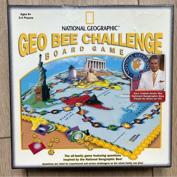 National Geographic NWT Geo Bee Challenge 2007 Family Board Game Alex Trebek - Picture 1 of 9